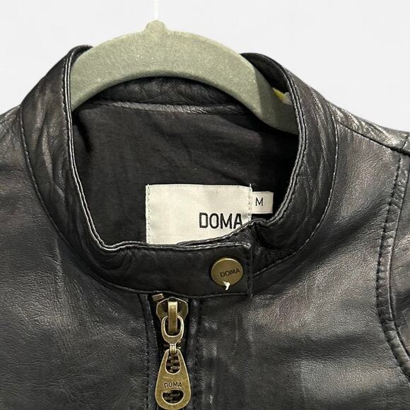DOMA Black Genuine Leather Moto Jacket Buttery Soft Fitted Size M - Picture 7 of 11